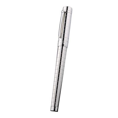 Rolex High Quality Silver Horizontal Grooved Ballpoint Pen With Logo Finial For Sale 