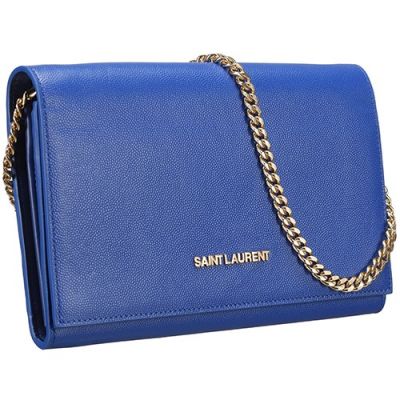  Saint Laurent Classic Tote Bag Slim Golden Chain Saint Laurent Logo Front  Women Blue